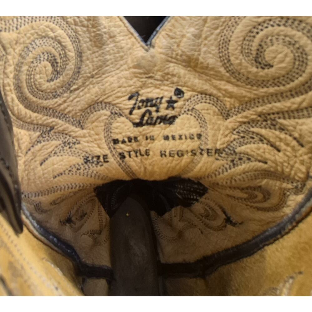 Vintage Tony Lama Black Leather Western Cowgirl Boots Size 6.5 Made in Mexico - Picture 12 of 13
